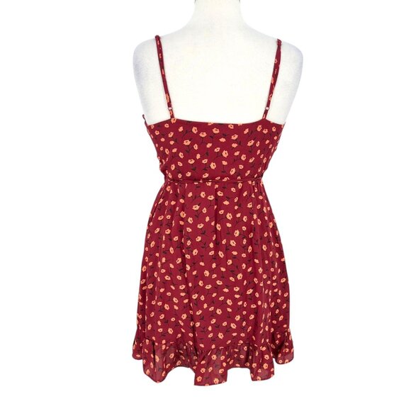Wishlist Apparel Floral Wrap Dress Adjustable Straps Ruffled Hem Size Small - Picture 3 of 11